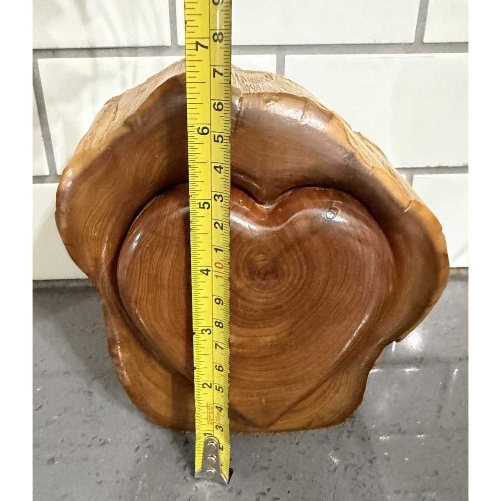 Wood Cedar Log Jewelry Trinket Box Heart Shaped‎ Drawer Artist Jeff Trag - Picture 7 of 12